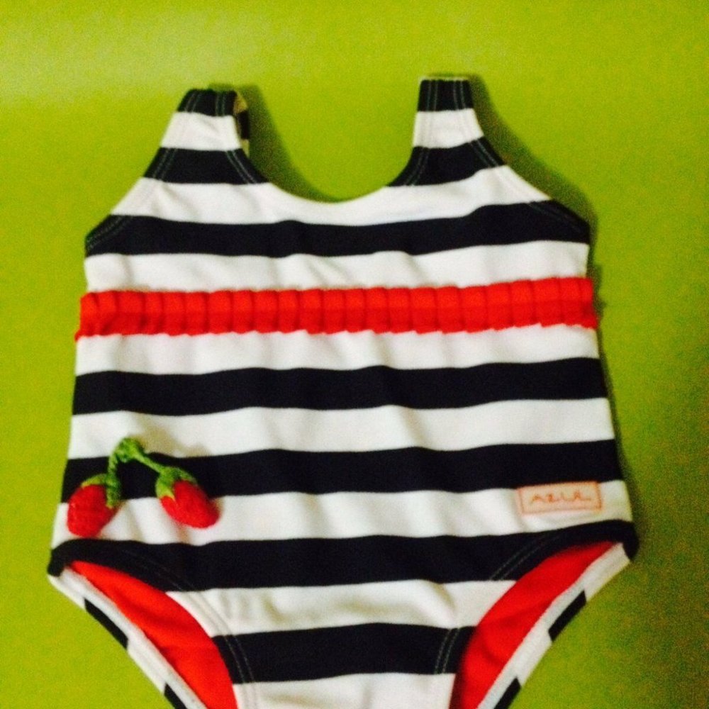 ADORABLE AZUL BABY GIRL STRIPED SWIMSUIT, 18M